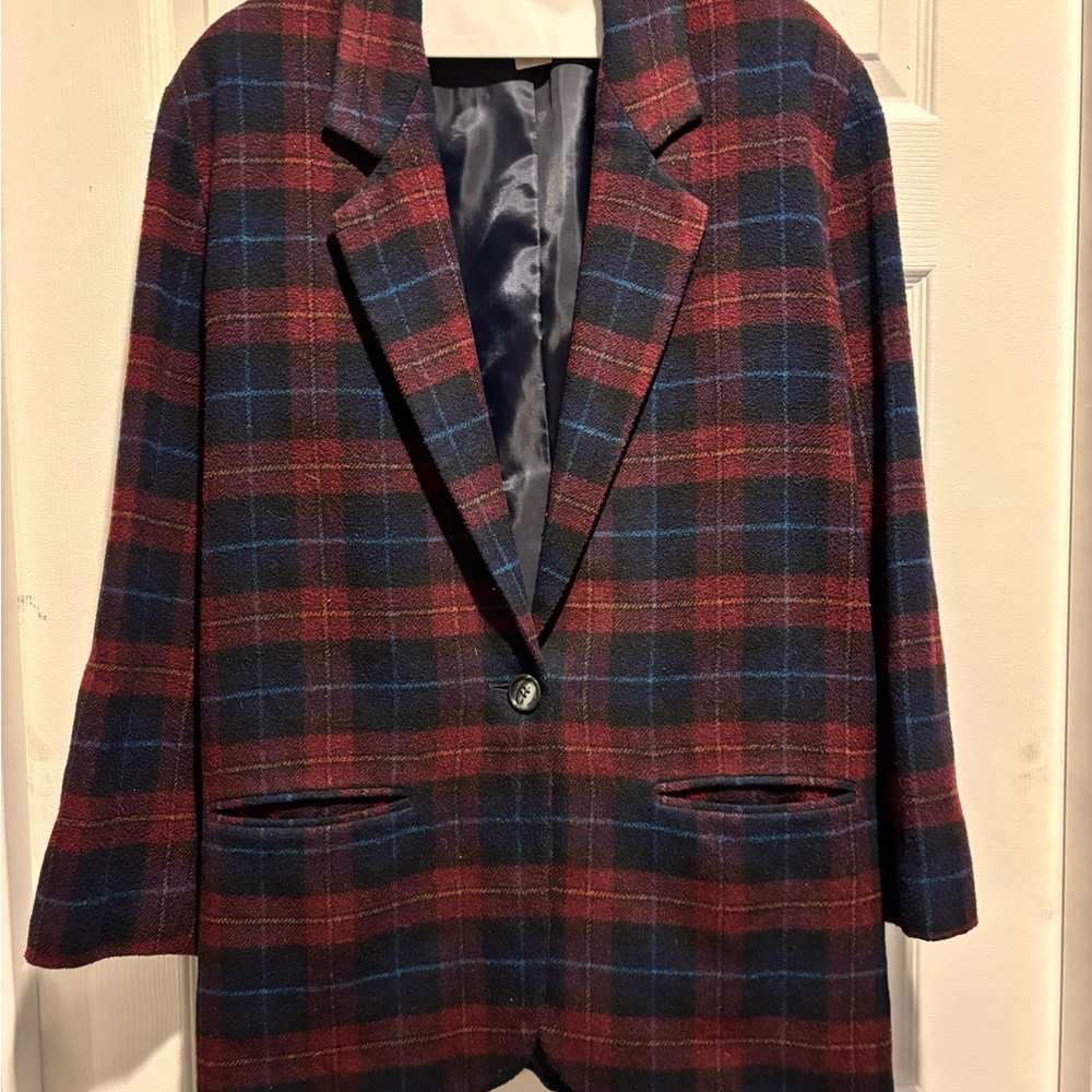 Vintage Plaid Blazer Red, Black and Blue